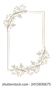 Vector vertical rectangle frame with ivy leaves decoration on a white background