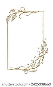 Vector vertical rectangle frame with ivy leaves decoration