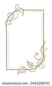 Vector vertical rectangle frame with ivy leaves decoration