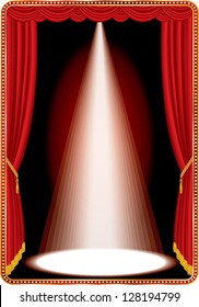 vector vertical red stage with one white spot light