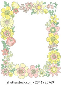 Vektorgrafik der vertikalen Retro-Flora-Rahmen-Illustration