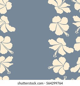 Vector vertical seamless pattern. Aloha T-Shirt design. Aloha Hawaii, Luau Party invitation with beige and neutral hibiscus flowers. Best creative design for poster, flyer and place for your text.