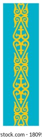 Vector vertical seamless pattern with a variety of geometric shapes on a colored background. The geometric pattern is based on the traditional national Kazakh ornament.