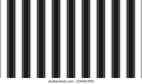 Vector Vertical Striped Black And White Metal Wall Texture. Iron Linear Grooved Fence. Plastic Outdoor Facade Cladding. Piano Wallpaper. Shiny Realistic Urban Siding. 3D Shape Zebra Wall Decor