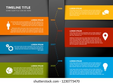 Vector vertical timeline template made from colorful papers