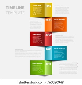 Vector Vertical Timeline Template Made From Colorful Papers