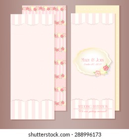 Vector vertical vintage floral wedding invitation.