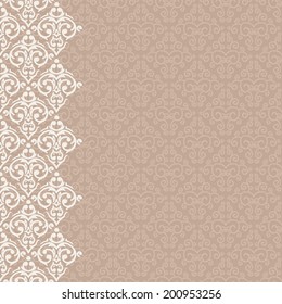 Vector vertically seamless baroque damask luxury border