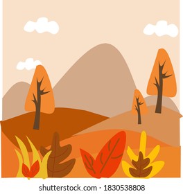 vector of very beautiful scenery in autumn