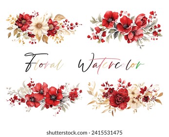 Vector of very beautiful watercolor flowers suitable as an element for decoration or wedding invitations