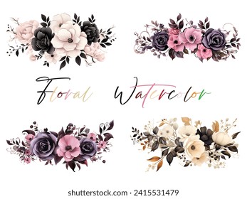 Vector of very beautiful watercolor flowers suitable as an element for decoration or wedding invitations