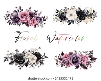 Vector of very beautiful watercolor flowers suitable as an element for decoration or wedding invitations