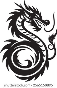 vector of a very fierce adult dragon. which comes from Chinese legend