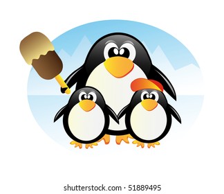 vector very nice illustration of penguin in Antarctica