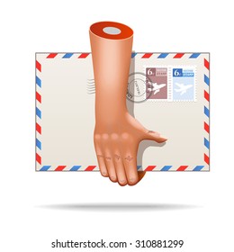 Vector very realistic mail pocket envelope icon