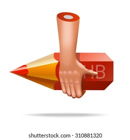 Vector very realistic pencil hand icon