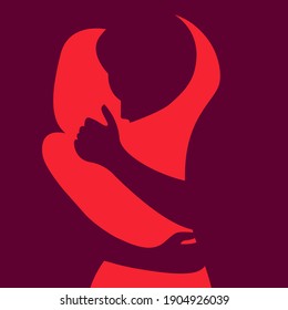 vector very stylized illustration of silhouettes of two hugging people in purple and pink colors. This illustration can be used as a card for Valentine's Day or International Hug Day.