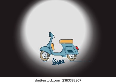 Vespa, einzigartig und klassisch auf schwarz-weißem Hintergrund