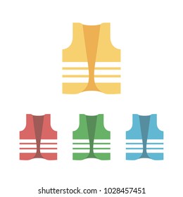 Vector vest safety work life jacket flat icon isolated