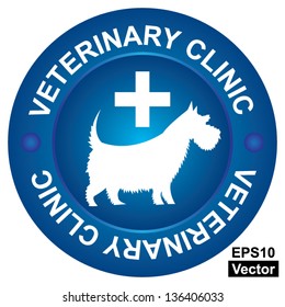 Vector : Veterinary Clinic or Veterinary Clinic Concept Present By Blue Veterinary Clinic Circle Sign With Dog and Cross Sign Inside Isolated on White Background