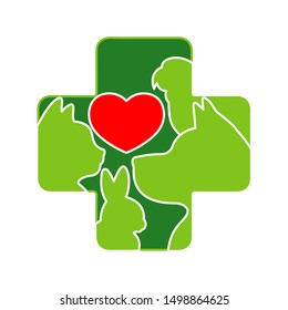 vector veterinary clinic symbol with cross and Pets