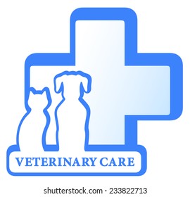 vector veterinary isolated symbol with dog, cat and medical cross