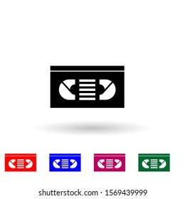 Vector vhs tape multi color icon. Simple glyph, flat vector of media icons for ui and ux, website or mobile application