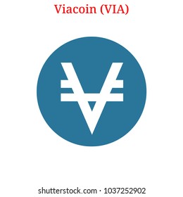Vector Viacoin (VIA) digital cryptocurrency logo. Viacoin (VIA) icon. Vector illustration isolated on white background.