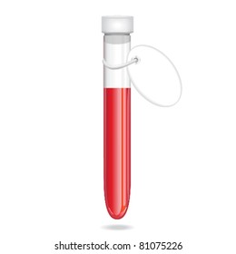 Vector Vial of blood over white