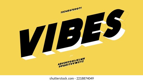 Vector vibes font 3d bold style modern typography