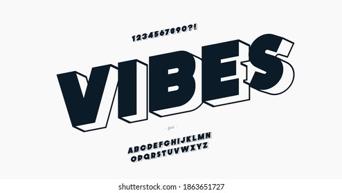 Vector vibes font modern style trendy typography for decoration, logo, summer party poster, t shirt, book, card, banner, printing, stamp. Cool alphabet. Trendy typeface. 10 eps