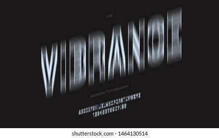 Vector vibrance font trendy typography for t shirt, party poster, printing on fabric, banner, promotion, decoration, stamp, label, special offer. Modern alphabet. 10 eps