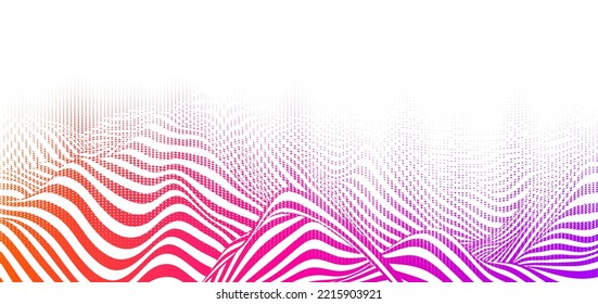 Vector vibrant background, with blending colors halftone dots and flowing lines. Abstract frame and banner design with overlapping textures.