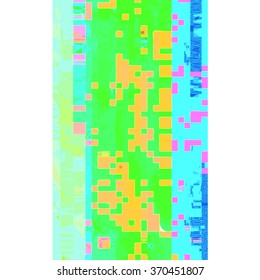 vector vibrant blue green colors horizontal stripes pink orange pixels modern abstract digital glitch graphic design damaged data file background 