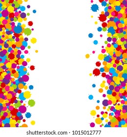 Vector vibrant color Holi paint splashes or blots holiday background in flat style