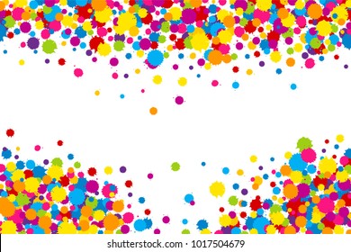 Vector vibrant color Holi paint splashes design elements for gift card in flat style