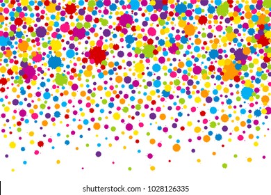 Vector vibrant color Holi paint splashes design elements for gift card in flat style