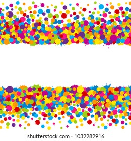 Vector vibrant color Holi paint splashes design elements for gift card in flat style