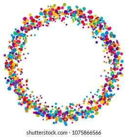 Vector vibrant color Holi paint splashes frame for gift card in flat style
