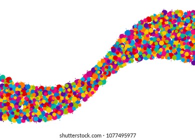 Vector vibrant color Holi paint splashes wavy design element in flat style