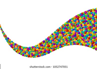 Vector vibrant color soap bubles or confetti festive wavy stripe decorative element