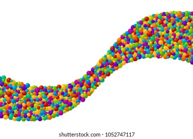Vector vibrant color soap bubles or confetti festive wavy stripe decorative element