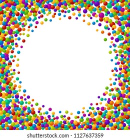 Vector vibrant color soap bubles or confetti festive text box