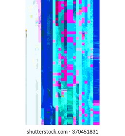 vector vibrant cyan blue colors horizontal stripes pink pixels modern abstract digital glitch graphic design damaged data file background 