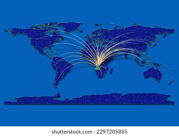 Vector vibrant and detailed map for Angola emphasizing export, technology, trade and innovation. Enhance presentations and marketing materials. Ideal for businesses, entrepreneurs.