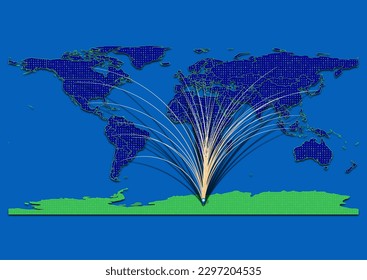 Vector vibrant and detailed map for Antarctica emphasizing export, technology, trade and innovation. Enhance presentations and marketing materials. Ideal for businesses, entrepreneurs.