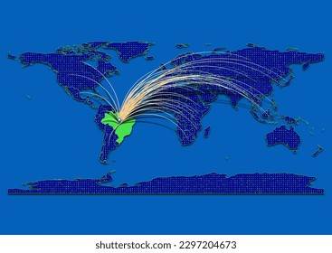 Vector vibrant and detailed map for Brazil emphasizing export, technology, trade and innovation. Enhance presentations and marketing materials. Ideal for businesses, entrepreneurs.