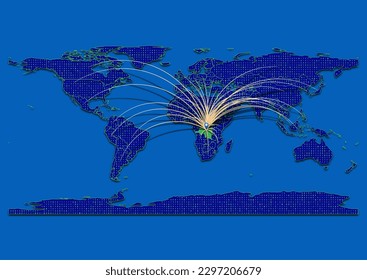 Vector vibrant and detailed map for Democratic Republic of the Congo emphasizing export, technology, trade and innovation. Enhance presentations and marketing materials. 
