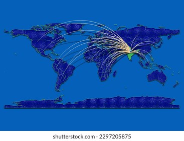 Mapa vibrante y detallado de vectores para la India que enfatiza la exportación, la tecnología, el comercio y la innovación. Mejorar las presentaciones y los materiales de marketing. Ideal para empresas, empresarios.