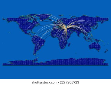 Vector vibrant and detailed map for Lebanon emphasizing export, technology, trade and innovation. Enhance presentations and marketing materials. Ideal for businesses, entrepreneurs.